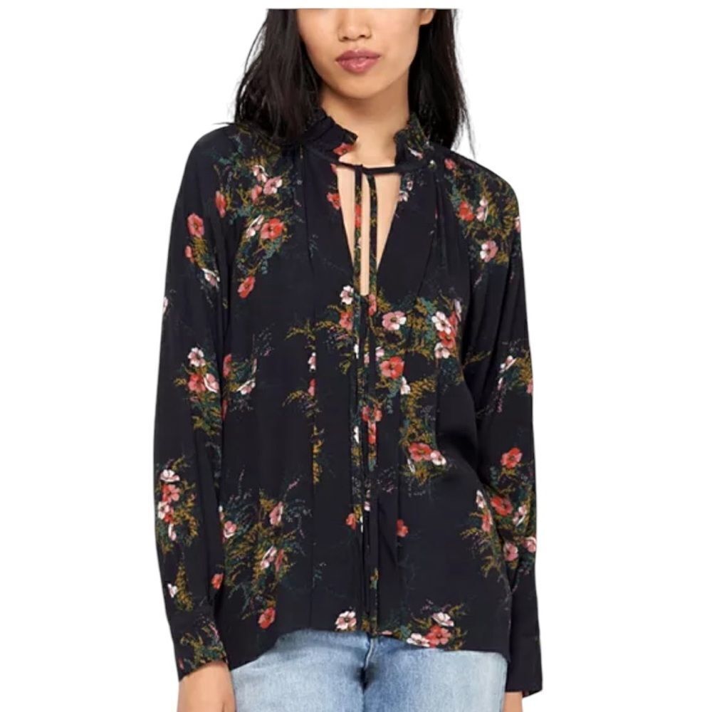 Joie Black Long Sleeve Floral Daisy Long Sleeve Shirt | Size L